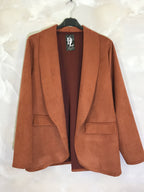 Chic Suede-Look Blazer Jacket i Stor Storlek (Storlek 10 till 20)
