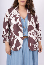 Plus Size Blazer jacket rolled up sleeves printed T40 at T52 spots