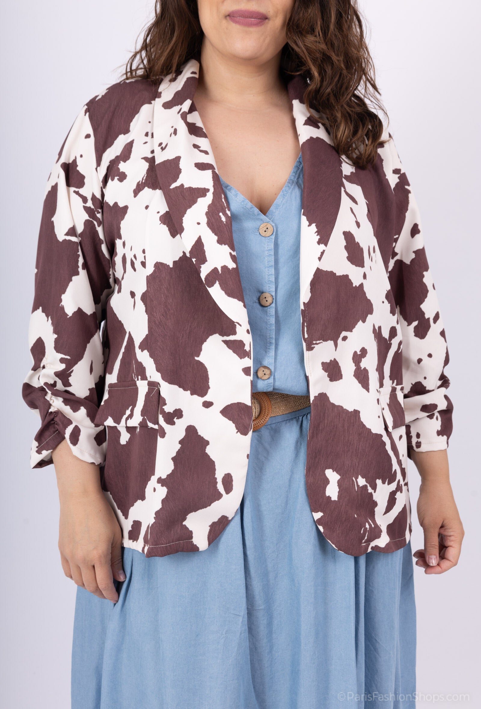 Plus Size Blazer jacket rolled up sleeves printed T40 at T52 spots