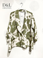 Plus Size Blazer jacket rolled up sleeves printed T40 at T52 spots