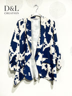 Plus Size Blazer jacket rolled up sleeves printed T40 at T52 spots
