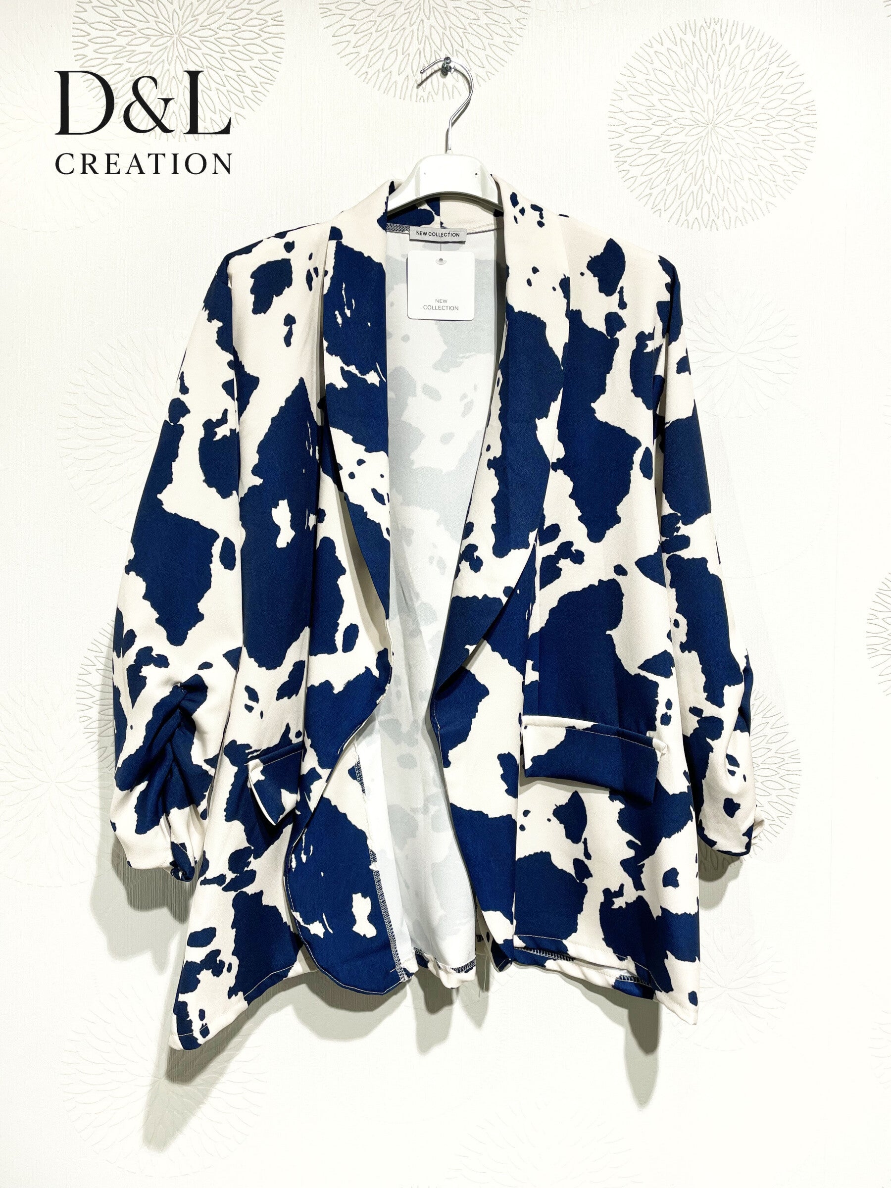 Plus Size Blazer jacket rolled up sleeves printed T40 at T52 spots