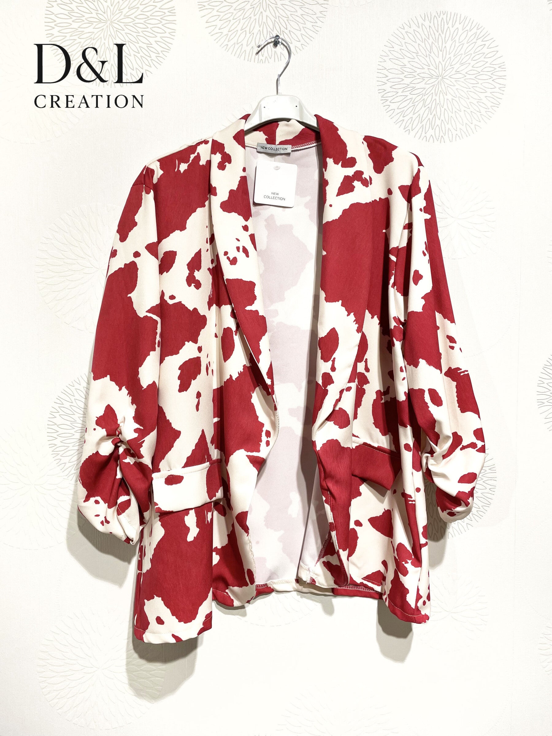 Plus Size Blazer jacket rolled up sleeves printed T40 at T52 spots