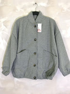 Plus Size Knappad Bomberjacka med Fickor