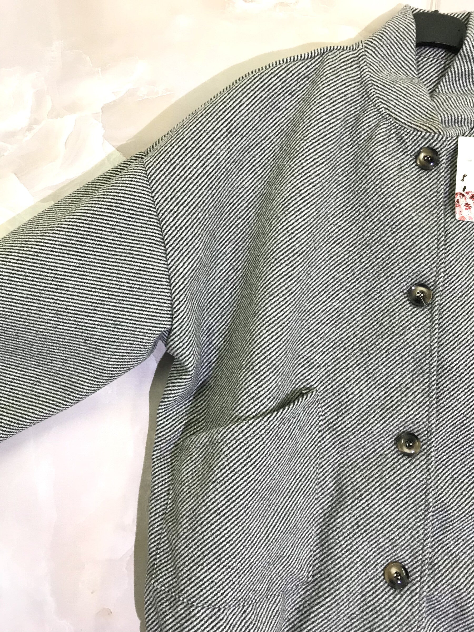 Plus Size Knappad Bomberjacka med Fickor