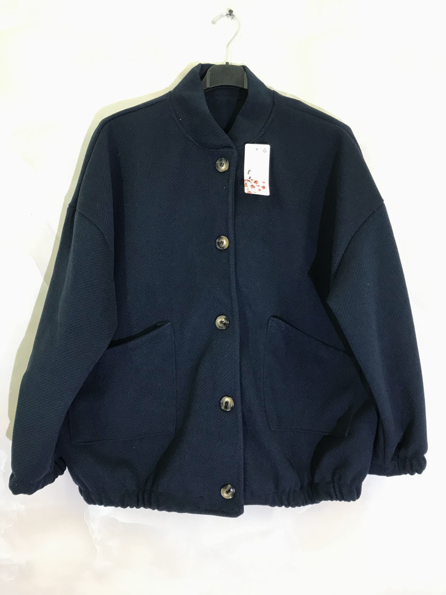 Plus Size Buttoned bomber jacket with pockets