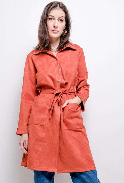 Plus Size Faux Suede Shirt Jacket