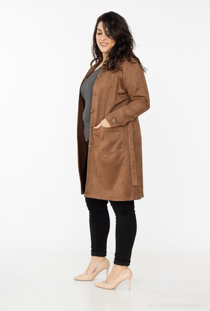 Plus Size Faux Suede Shirt Jacket