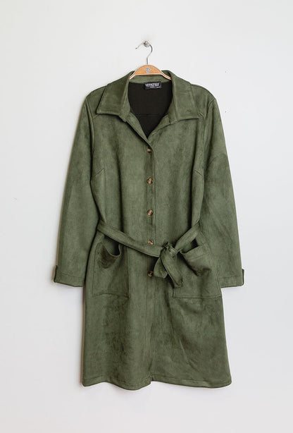 Plus Size Faux suede shirt jacket