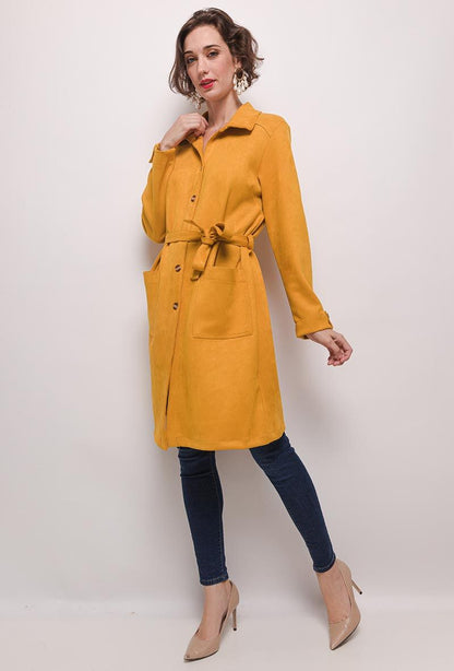 Plus Size Faux Suede Shirt Jacket
