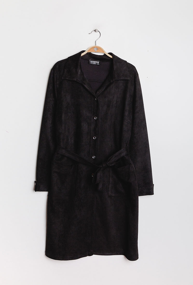 Plus Size Faux Suede Shirt Jacket
