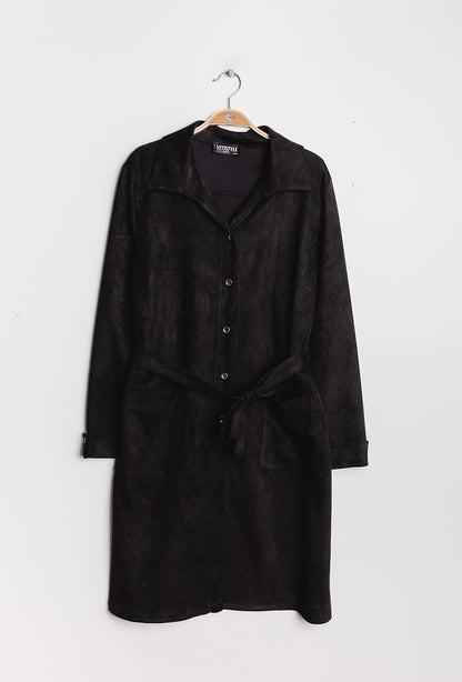 Plus Size Faux Suede Shirt Jacket