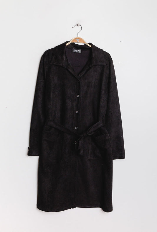 Plus Size Faux Suede Shirt Jacket