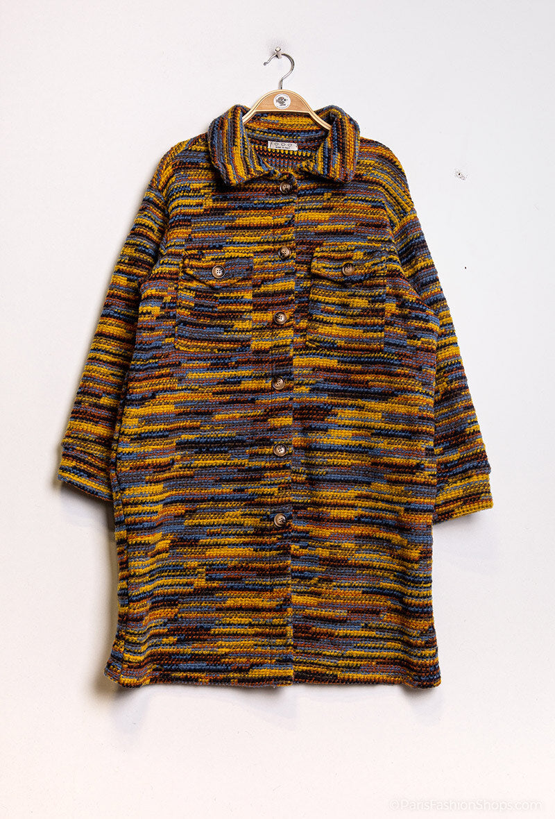 Plus Size Randig Skjortjacka