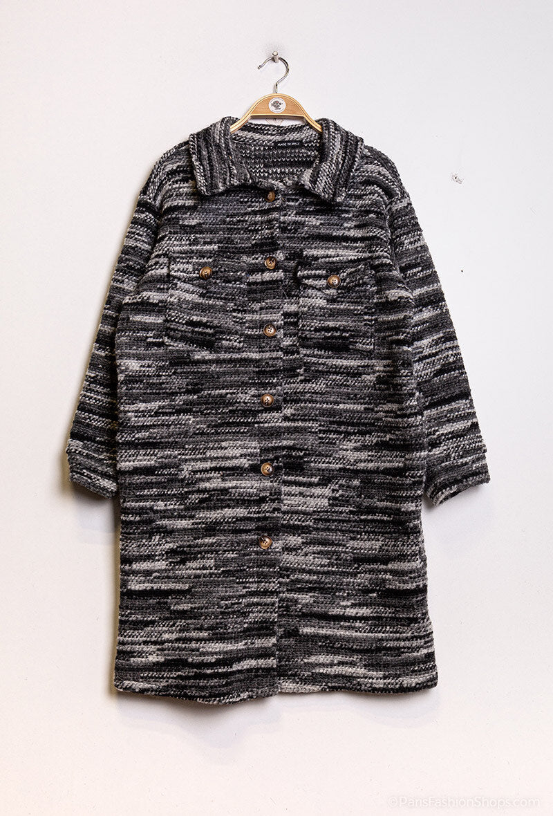 Plus Size Randig Skjortjacka