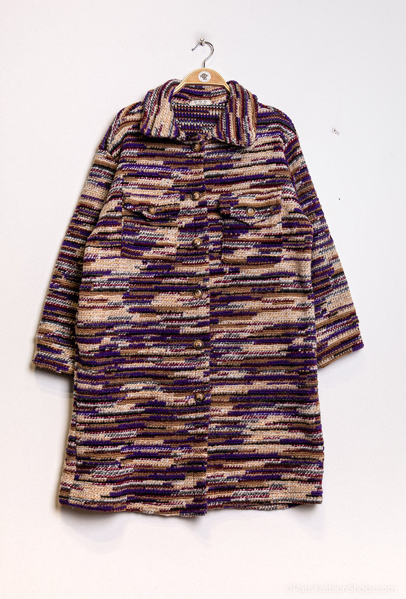 Plus Size Randig Skjortjacka