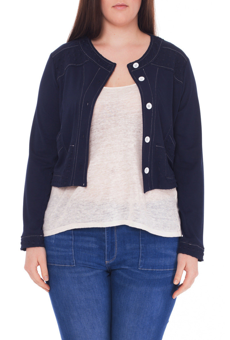 Plus Size short jacket in waffle knit