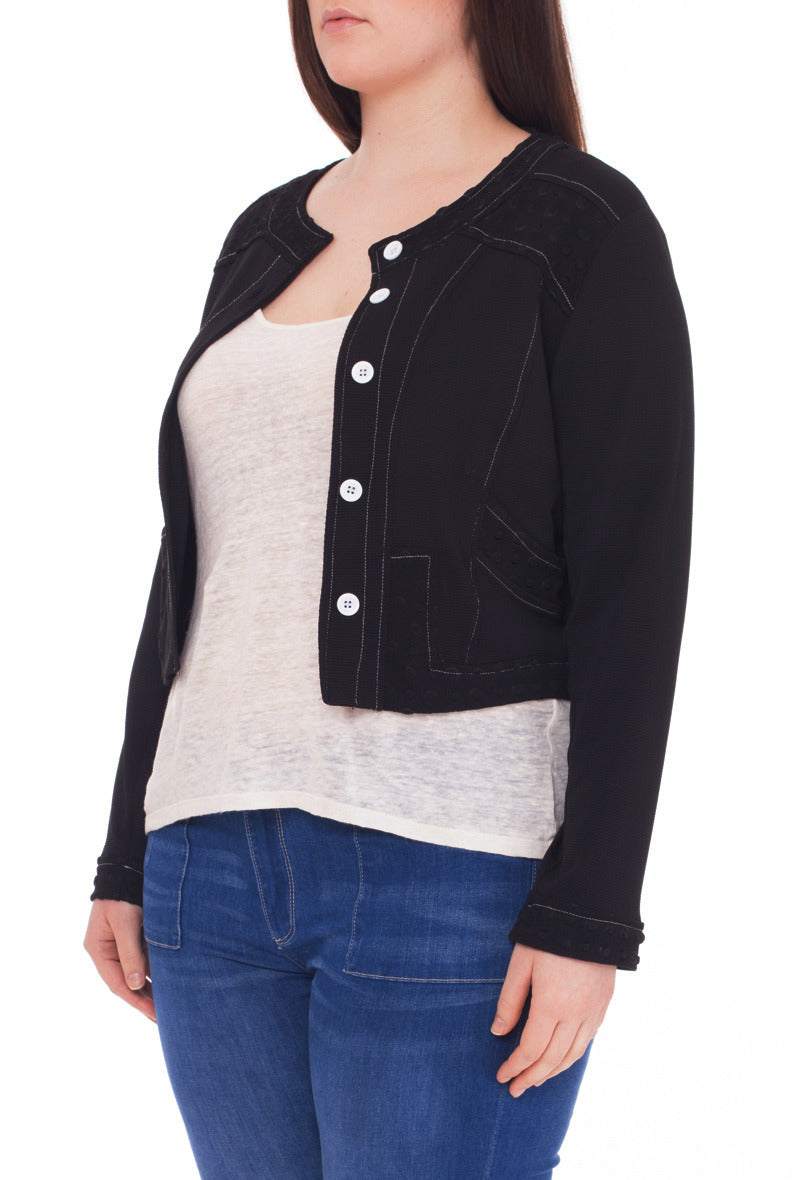 Plus Size Korta Jacka i Vaffelmönster