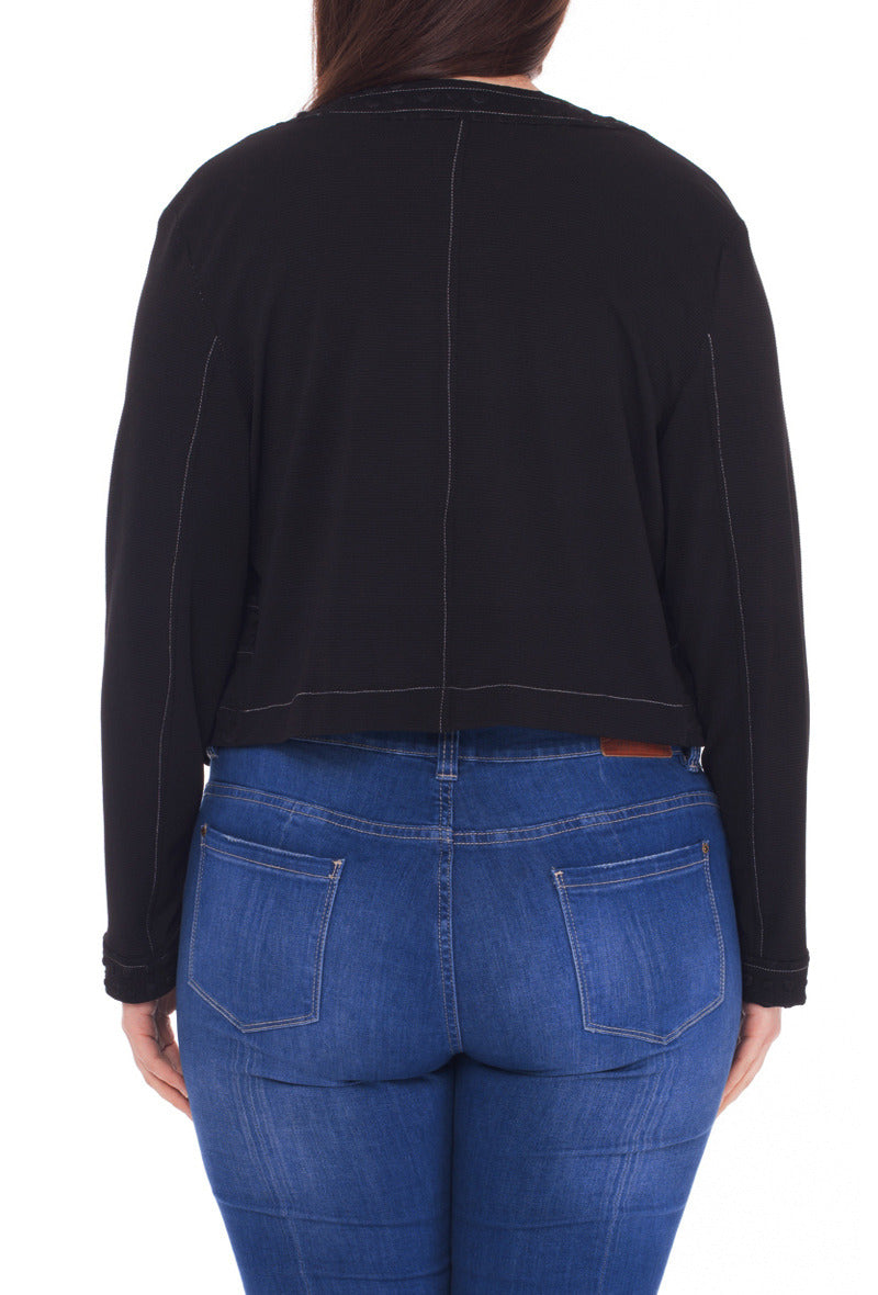 Plus Size Korta Jacka i Vaffelmönster