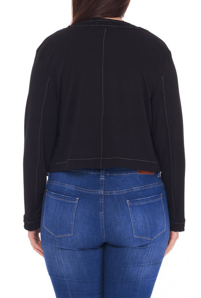 Plus Size Korta Jacka i Vaffelmönster