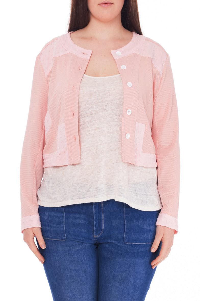 Plus Size short jacket in waffle knit