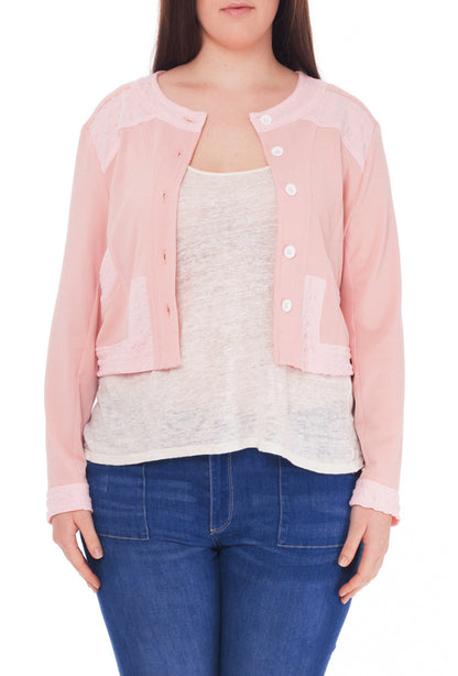Plus Size short jacket in waffle knit