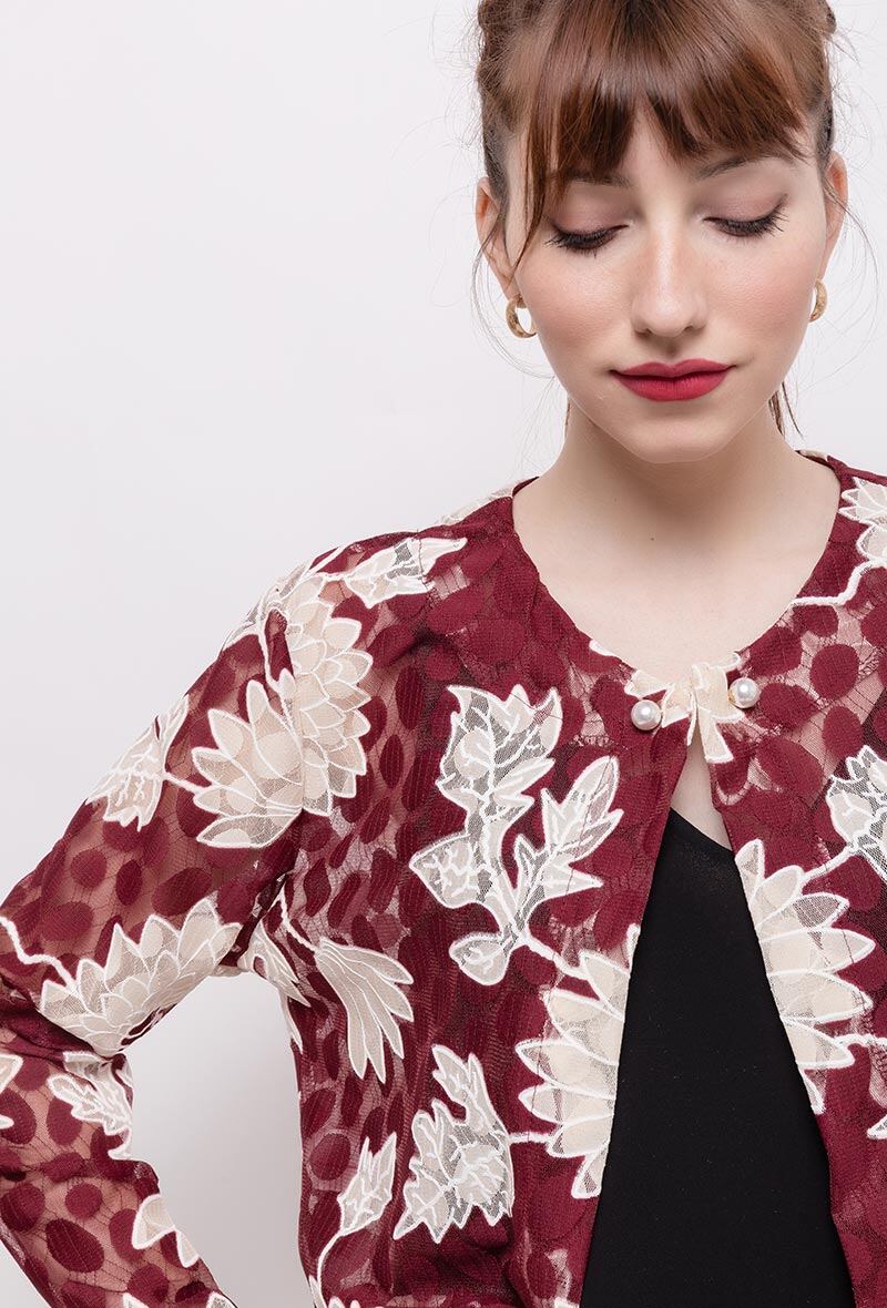 Plus Size Blommig Crop Jacka