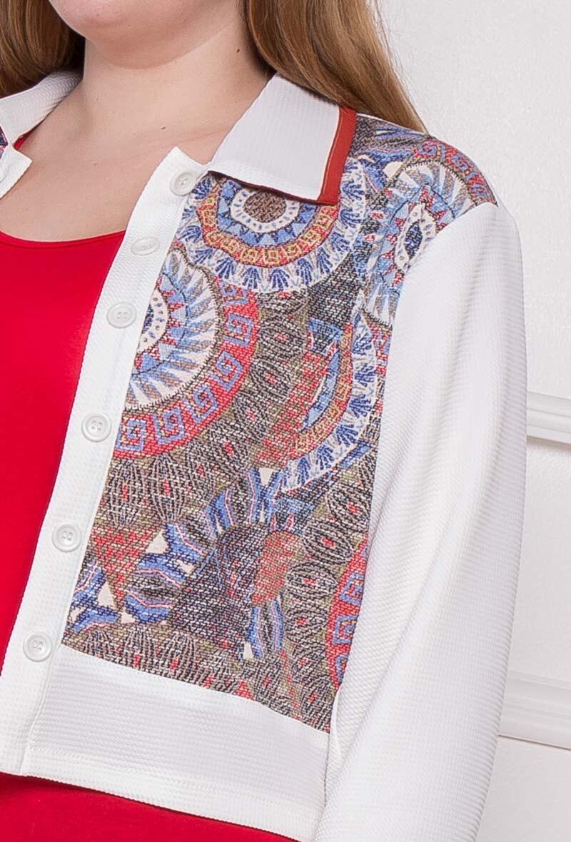 Plus Size Kort Jacka med Tryckt Panel