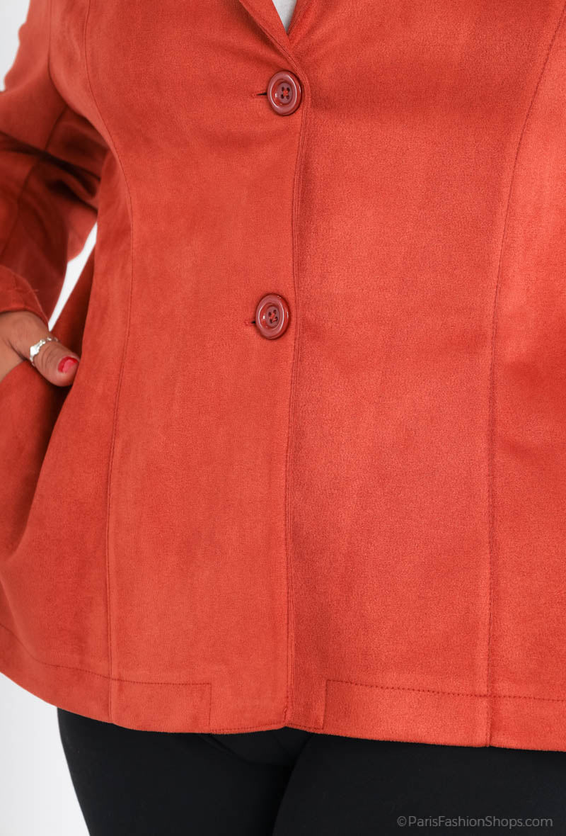 Plus Size Suede Jacket