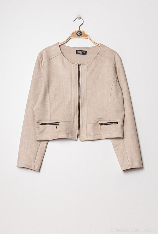 Plus Size Suede Jacket
