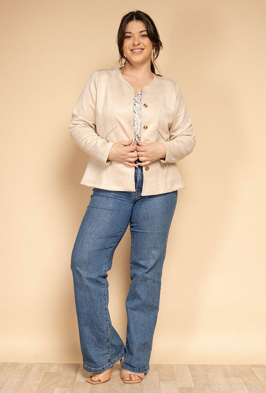 Plus Size Suede Jacket för Stiliga Kvinnor