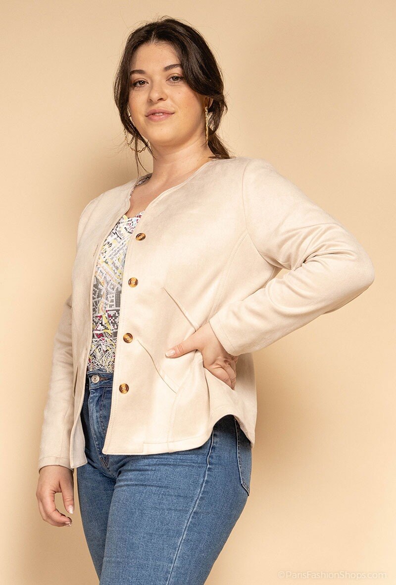 Plus Size Suede Jacket för Stiliga Kvinnor