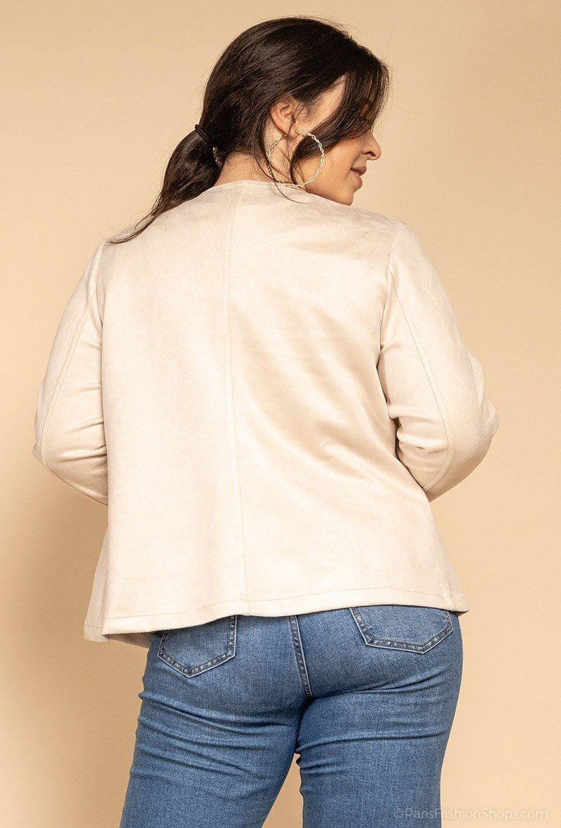 Plus Size Suede Jacket för Stiliga Kvinnor