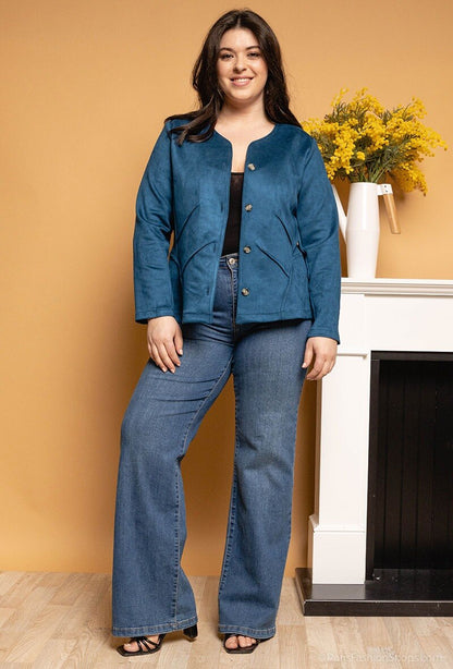 Plus Size Suede Jacket för Stiliga Kvinnor