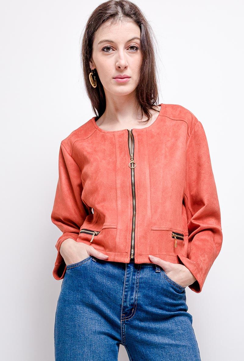 Suede jacket i Stor Storlek