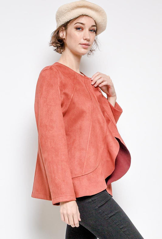 Plus Size Suede Jacket