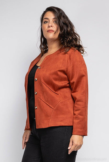 Plus Size Suede Jacket för Stiliga Kvinnor