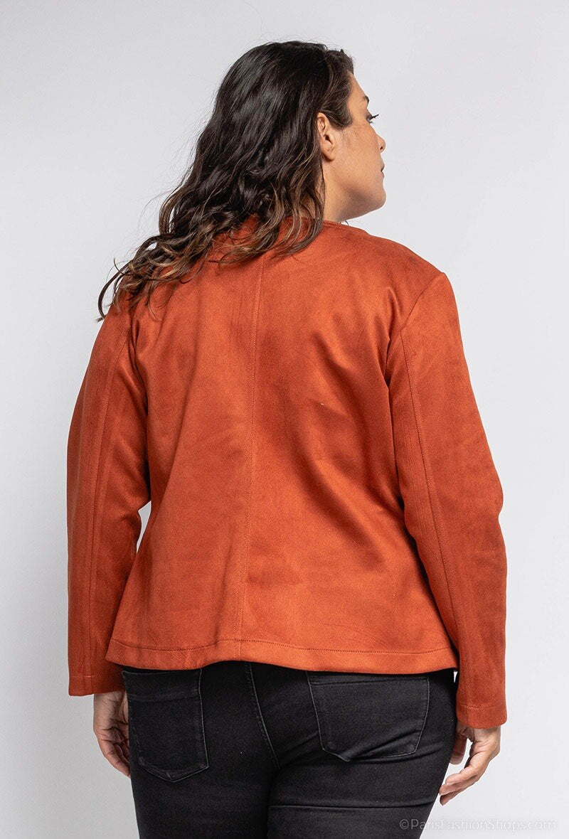 Plus Size Suede Jacket för Stiliga Kvinnor