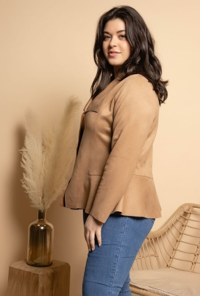 Plus Size Suede Jacket