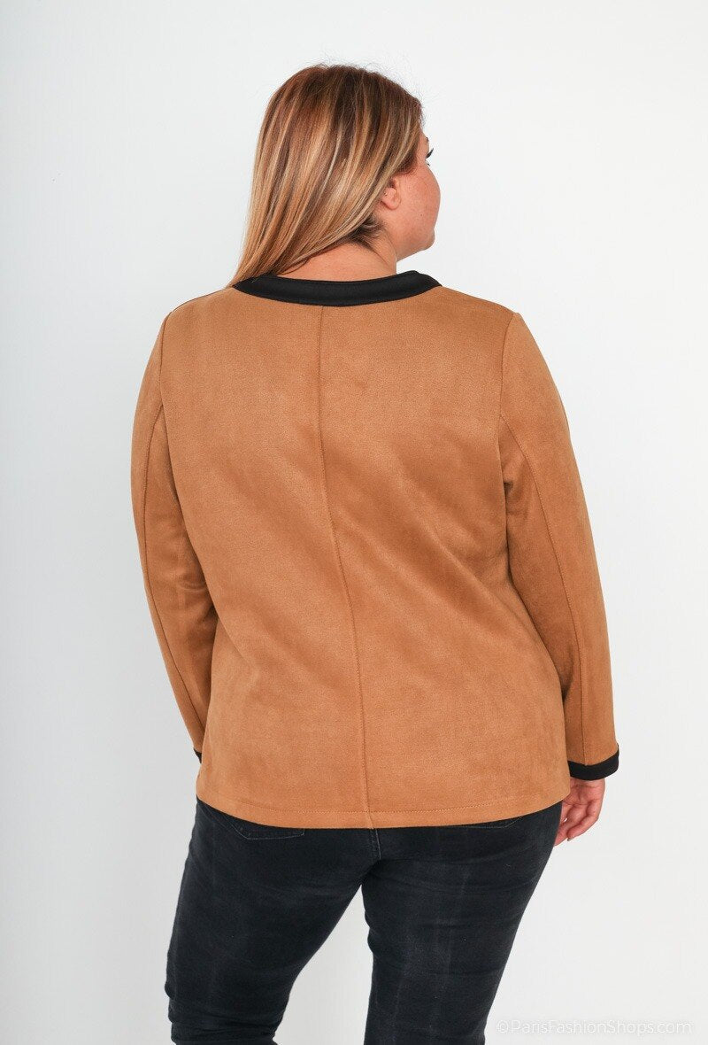 Plus Size Suede Effect Jacket