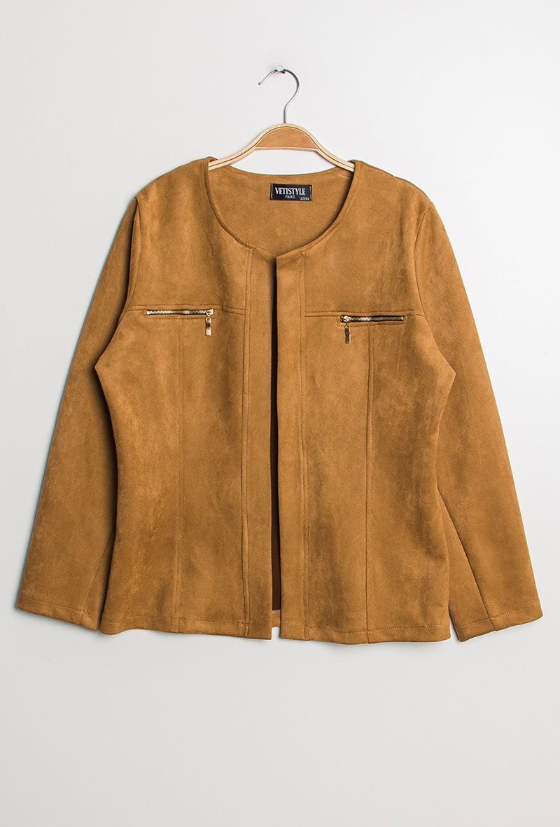Suede jacket i Stor Storlek