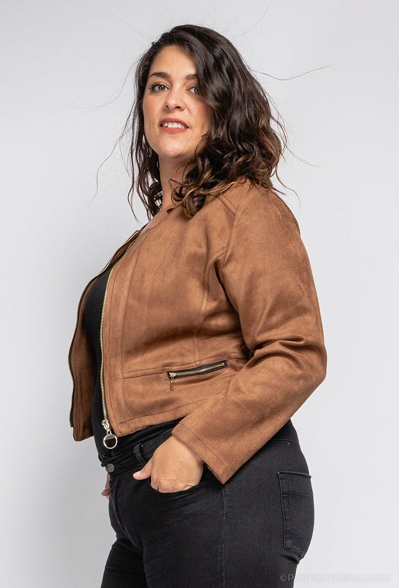 Plus Size Suede Jacket