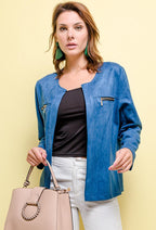 Suede jacket i Stor Storlek