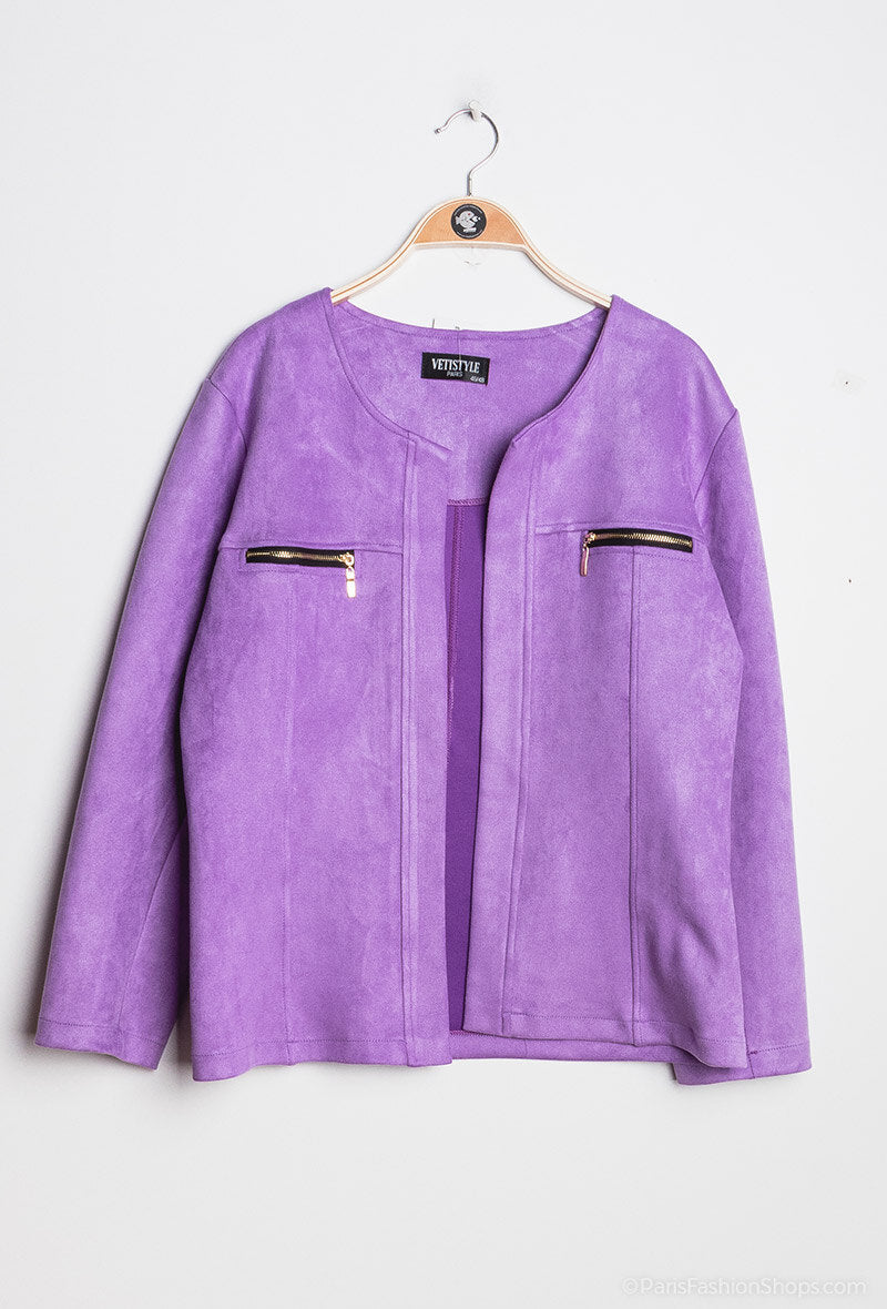 Suede jacket i Stor Storlek