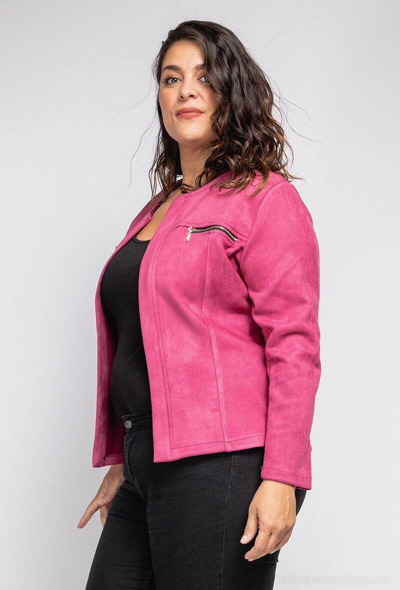 Plus Size Suede Jacket