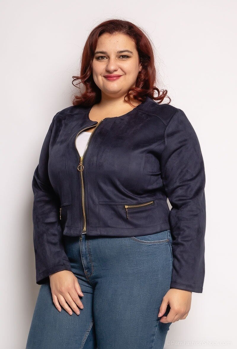 Plus Size Suede Jacket