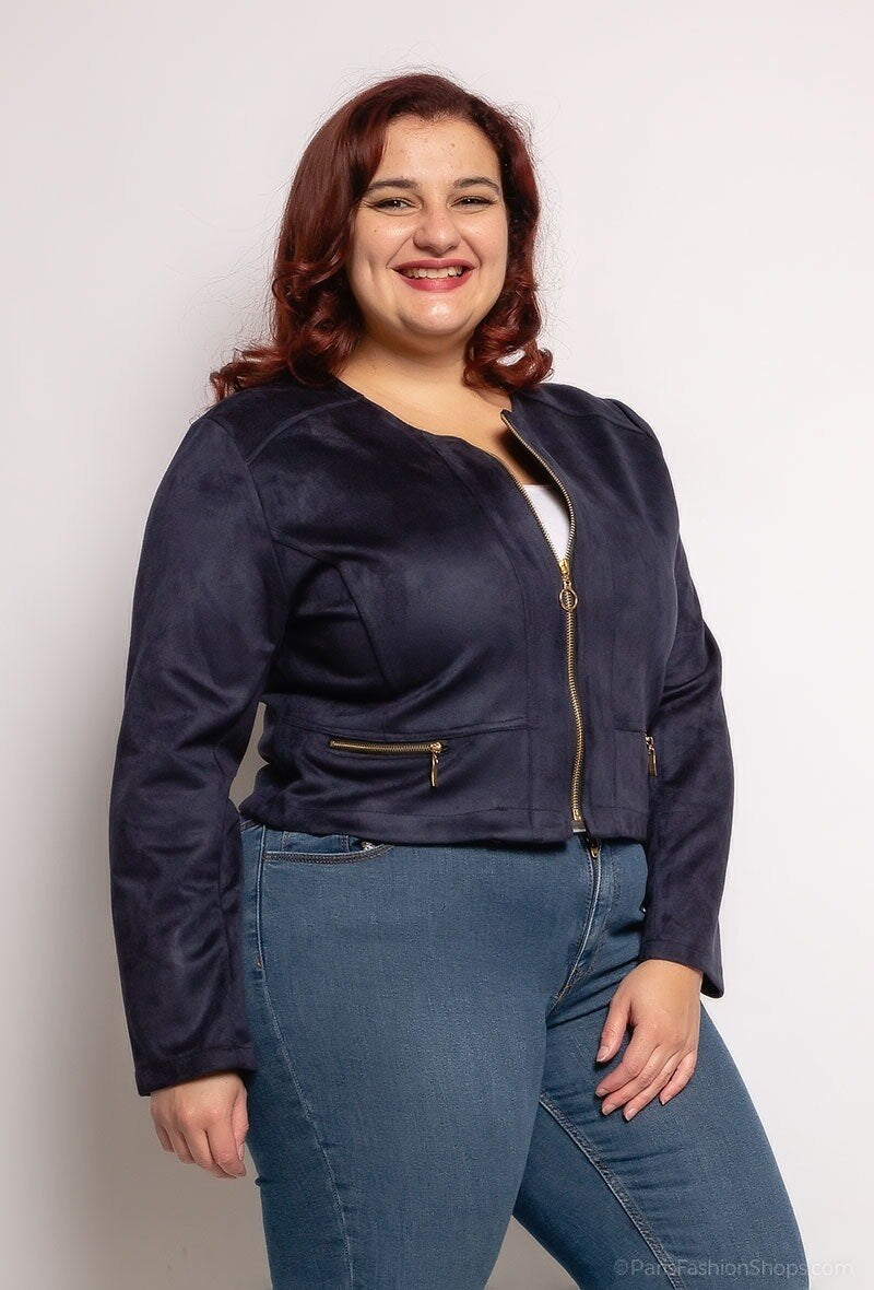 Plus Size Suede Jacket