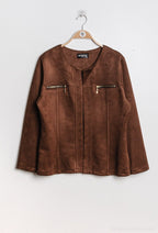 Suede jacket i Stor Storlek