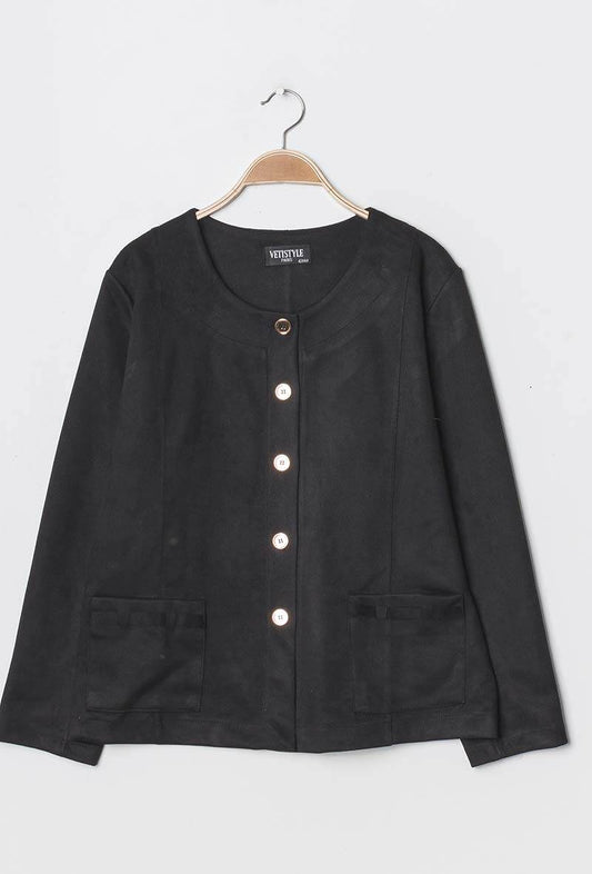 Plus Size Suede Jacket för Kvinnor