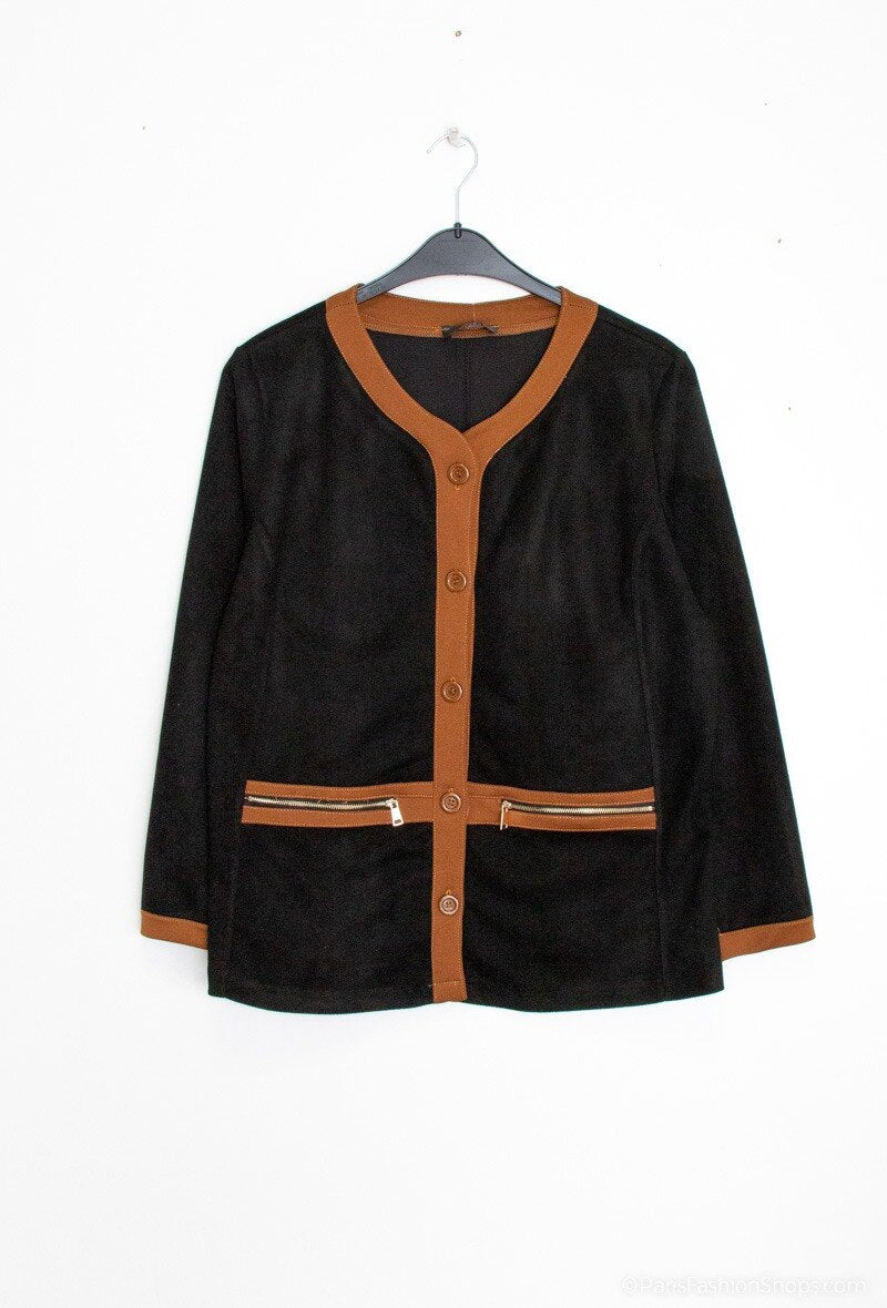 Plus Size Suede Effect Jacket